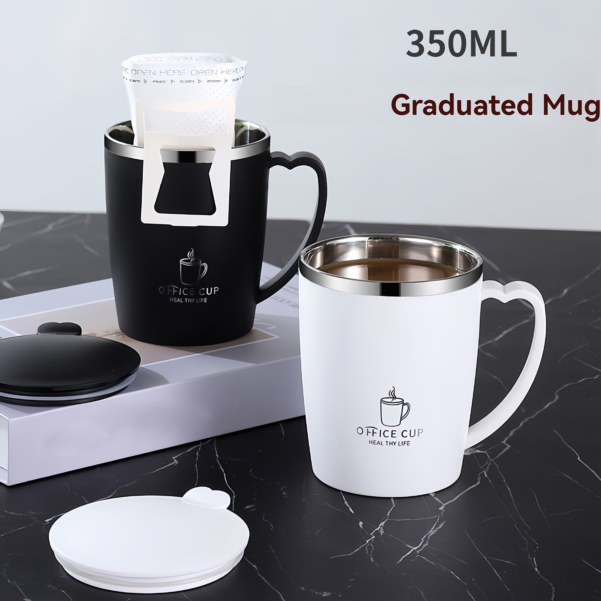 304 Stainless Steel Coffee Mug 350ml Double-Walled Insulated Hot Cold Drinkware