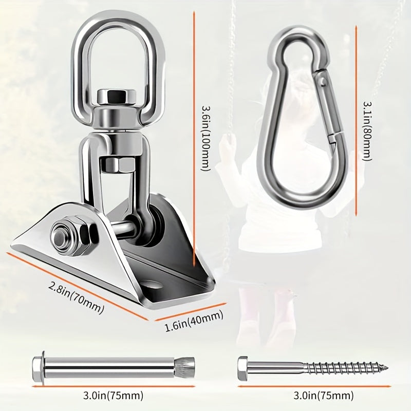Heavy Duty Stainless Steel Rotating Hammock Hanging Kit Supports Up to 453.59 KG