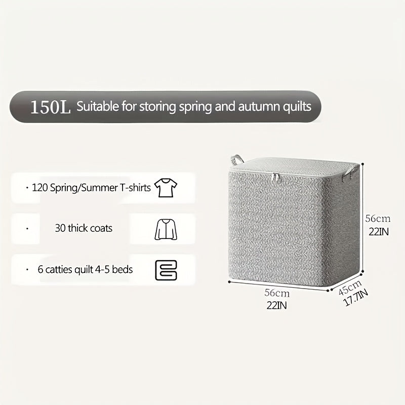 Большая холщовая сумка для хранения с застежкой-молнией, складывающаяся, для одежды, одеял, пуховых одеял, прочная, моющаяся
