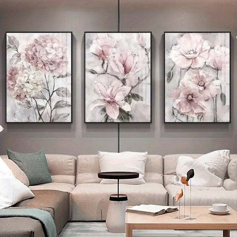Set of 3 Canvas Flower Wall Art Posters for Living Room Home Decor