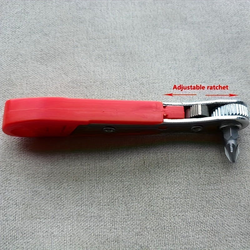 Manual Tool Kit with 36 Teeth Mini Gear Wrench and Socket for Narrow Spaces Red