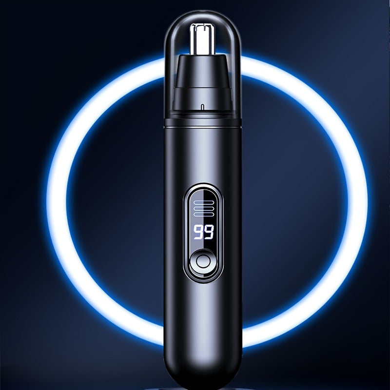 Портативная USB перезаряжаемая триммер для носа и ушей с цифровым дисплеем - безболезненная, бесшумная работа для мужчин и женщин, головка из нержавеющей стали