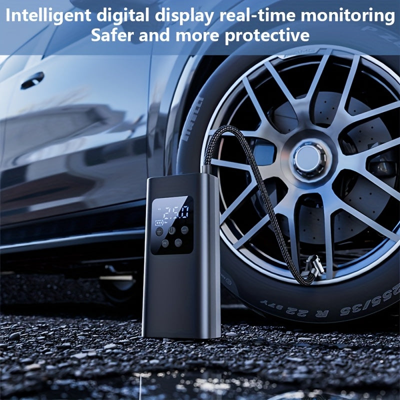 Portable Air Compressor Tire Inflator for Car Bike Motorcycle Digital Pressure Gauge