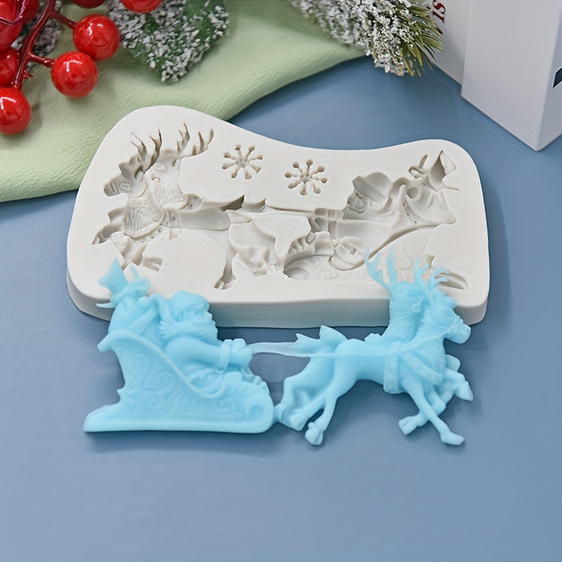 Christmas Silicone Mold for Santa Claus and Elk Candy Chocolates Cake Decorations