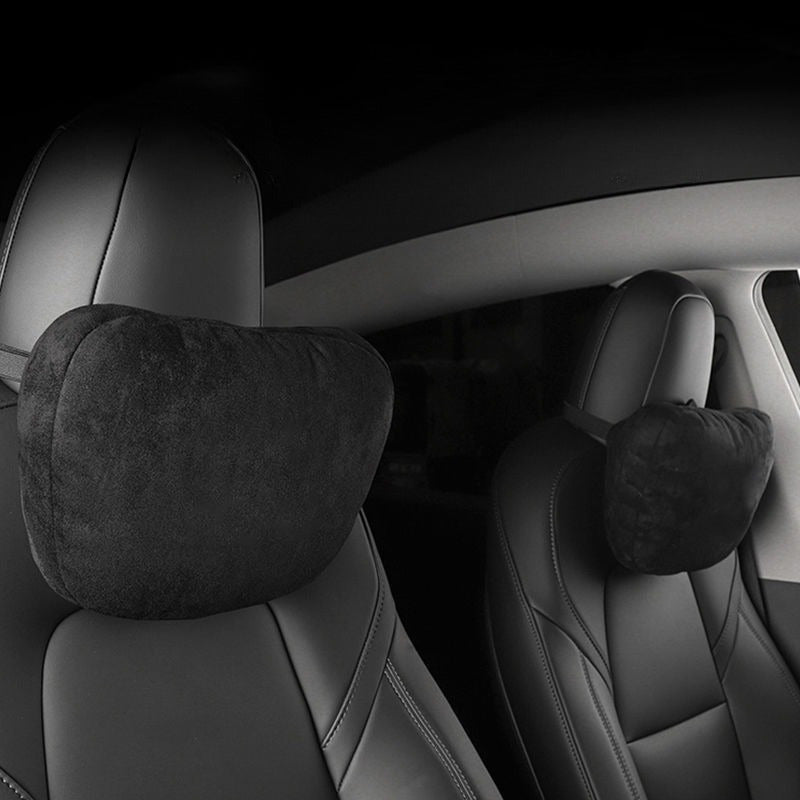 2pcs Car Headrest Neck Pillow Cushions for Tesla Model Y/3 Biological Fleece