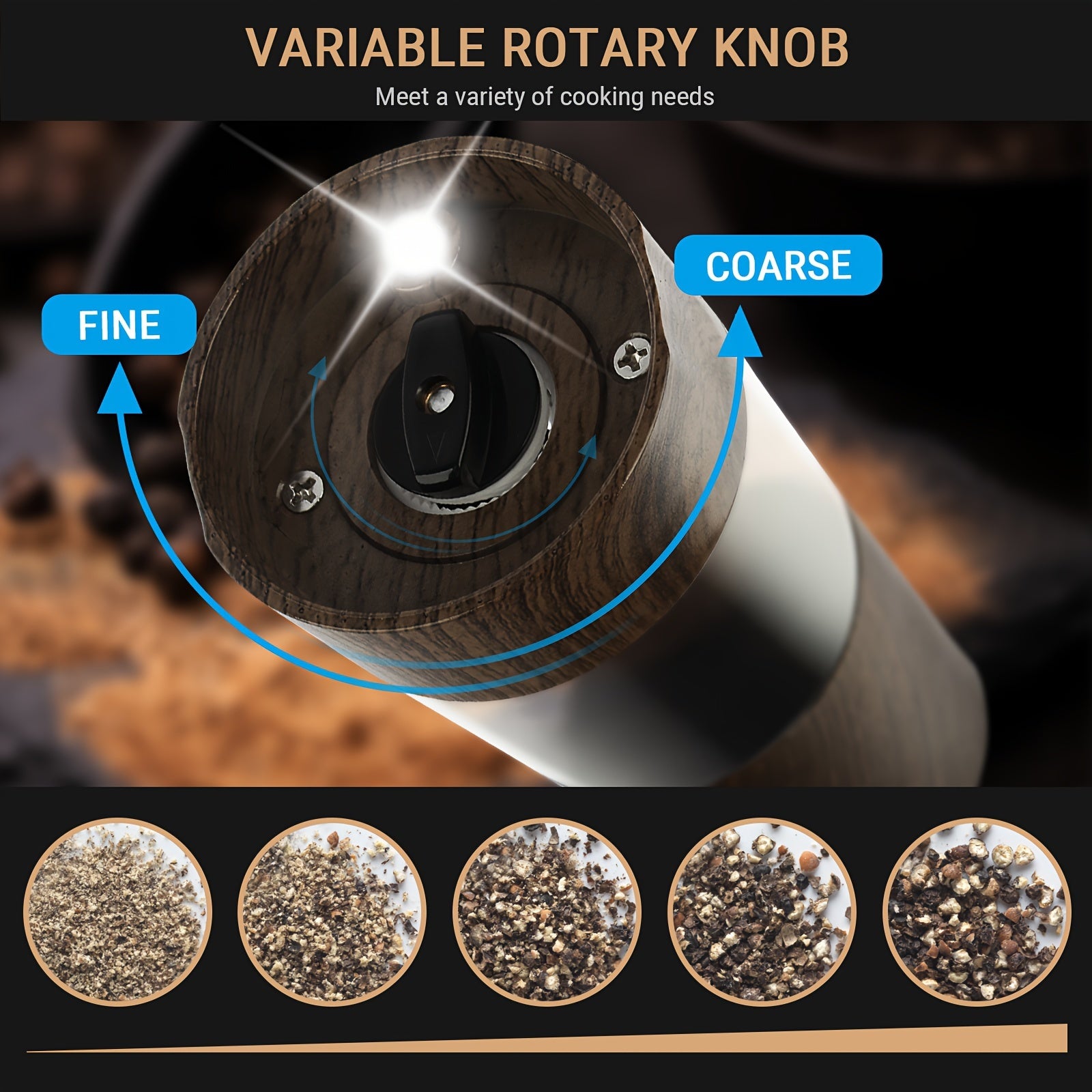 Портативная электрическая кофемолка с USB-зарядкой, ЖК-дисплеем, управлением одним нажатием для кофе и специй