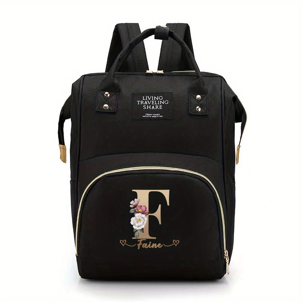 Personalized Mommy Diaper Bag with Custom Initials, Oxford Cloth, Generous Storage