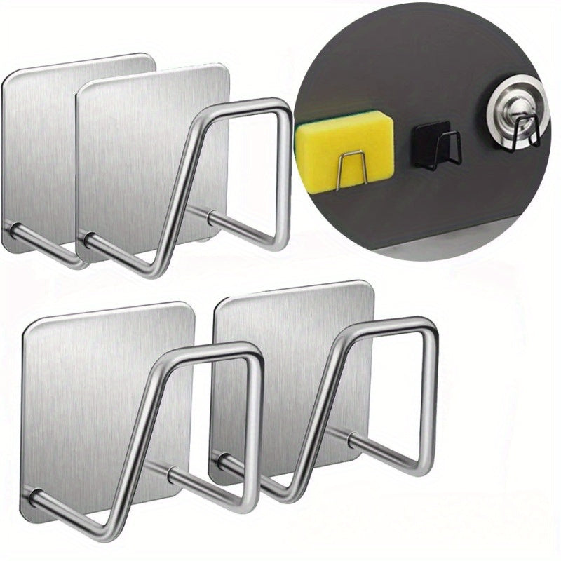 Set of 2/4 Stainless Steel Kitchen and Bathroom Organizers with Wall-Mounted Sink Drain Rack