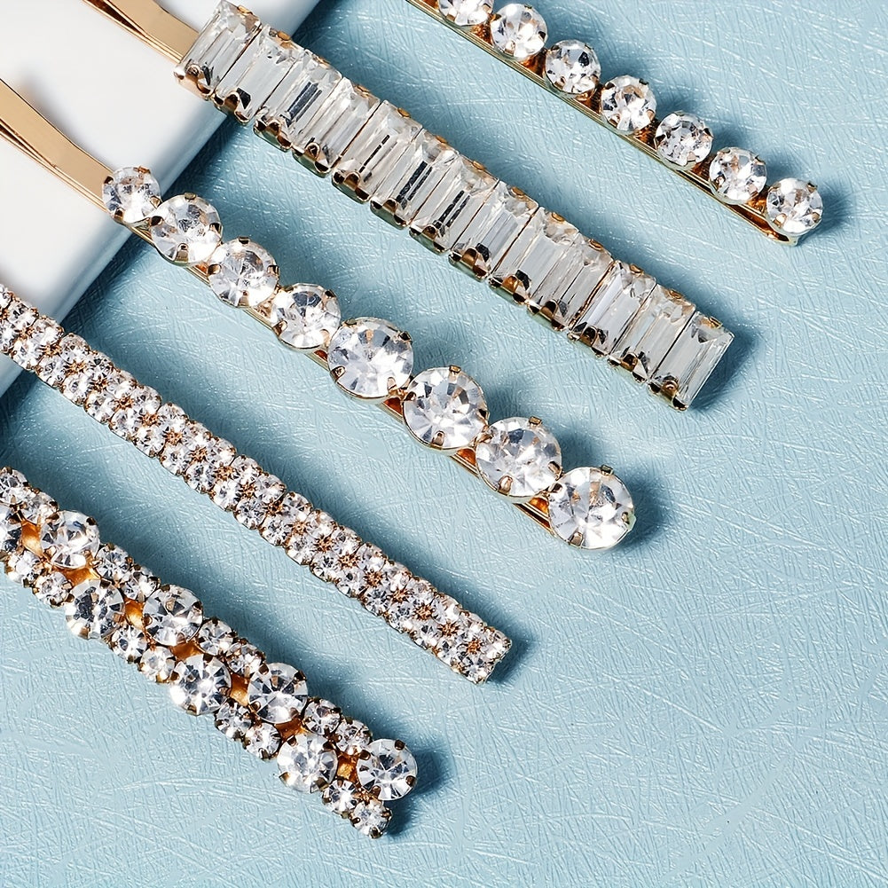 Set of 5 Crystal Hair Clips Rhinestone Bobby Pins Bangs Side Clips for Women