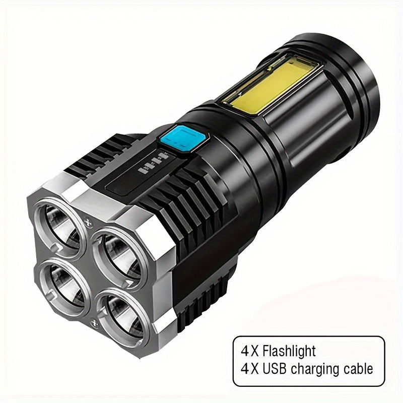 LED Flashlight with USB Rechargeable COB Side Light 4 Modes Dimmable Waterproof IPX-4 Outdoor