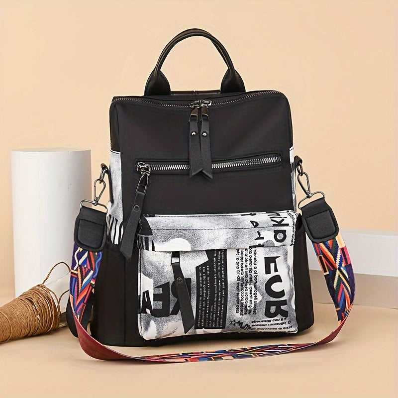 Unisex Nylon Casual Shoulder Bag with Zipper Closure and Adjustable Strap