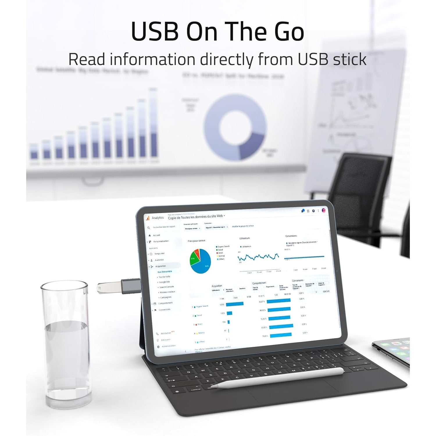 Adaptador convertidor de USB-C a USB 3.2 de alta velocidad, transferencia de datos de 10G para MacBook, iPhone, smartphones, portátiles