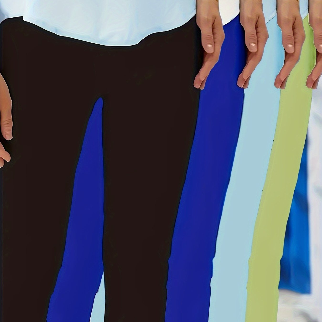 Plus Size Womens High-Waisted Capri Leggings Stretchy Solid Color Casual Bottoms