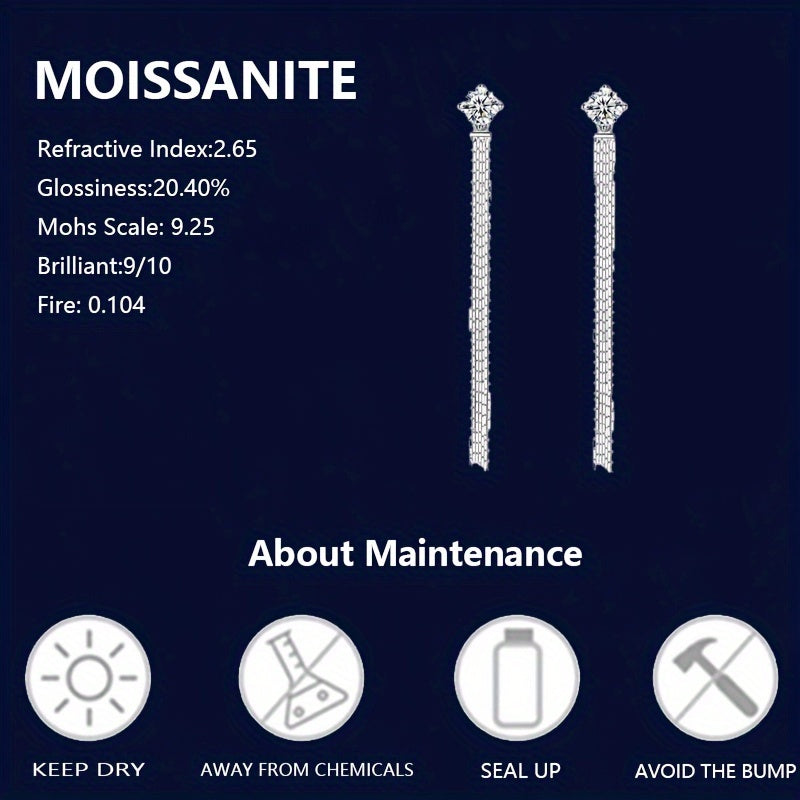 Серебряные серьги с маиссанитом и кисточками для женщин и мужчин, 2 карата