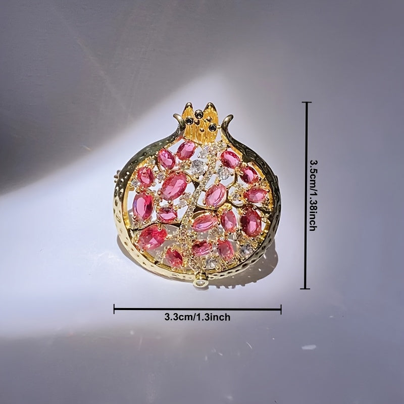 Red Zirconia Pomegranate Brooch for Women Alloy Pin Party Gift