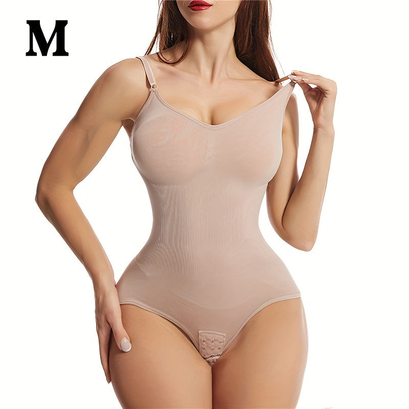 1 dona Ayollar uchun Yuqori Elastiklik Shapewear Bodysuit, Orqa qismi ochiq, Qorin nazorati, Elastik son ko'tarish, To'liq ko'krak siqilishi, Poliamid va Spandex mato, Moslashuvchan kamarlar, Katta o'lcham, Yengsiz