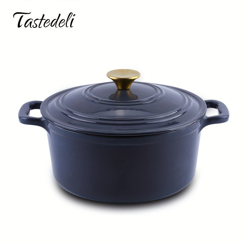 Кастрюля-утятница Tastedeli объемом 4,7 литра из эмалированного чугуна идеально подходит для приготовления, выпечки и подачи.