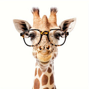 Giraffe Peeking Window Decal with Yellow Glasses Removable Wall Sticker for Bedroom Living Room Office
