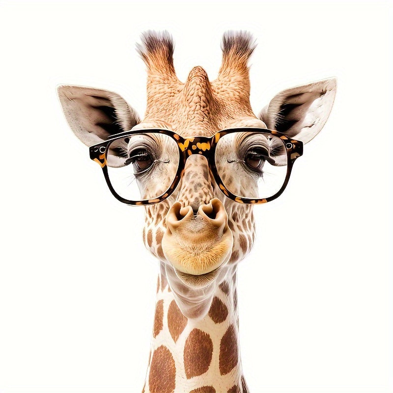Giraffe Peeking Window Decal with Yellow Glasses Removable Wall Sticker for Bedroom Living Room Office