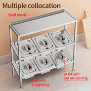 Stainless Steel 3-Tier Kitchen Organizer with Lids for Spices Fruits Storage