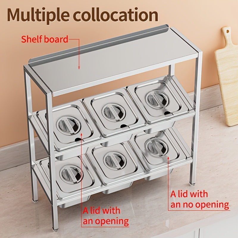 Stainless Steel 3-Tier Kitchen Organizer with Lids for Spices Fruits Storage