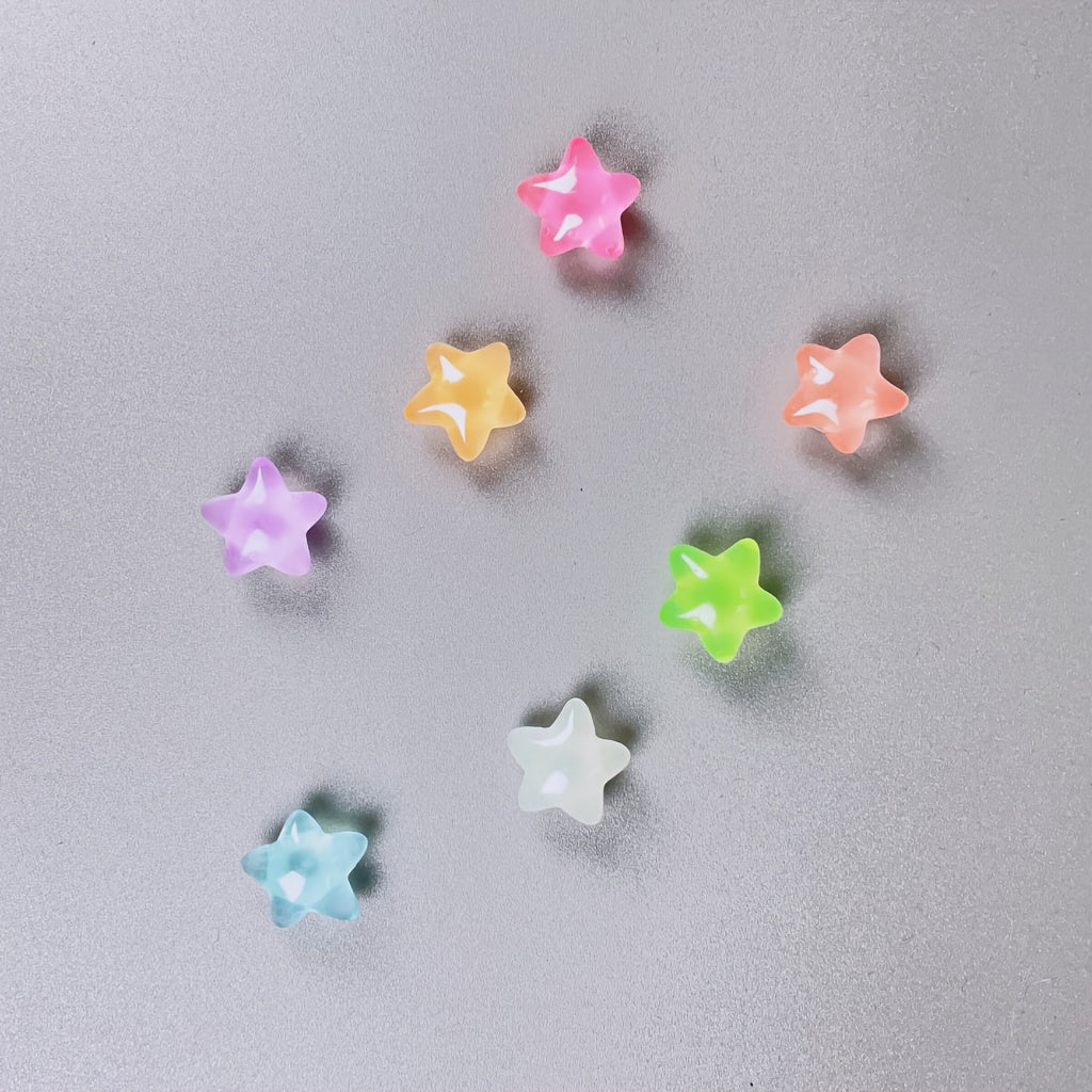 Unisex ABS Glow-in-the-Dark Five-Pointed Star Shoe Charm Set Colorful Wearable