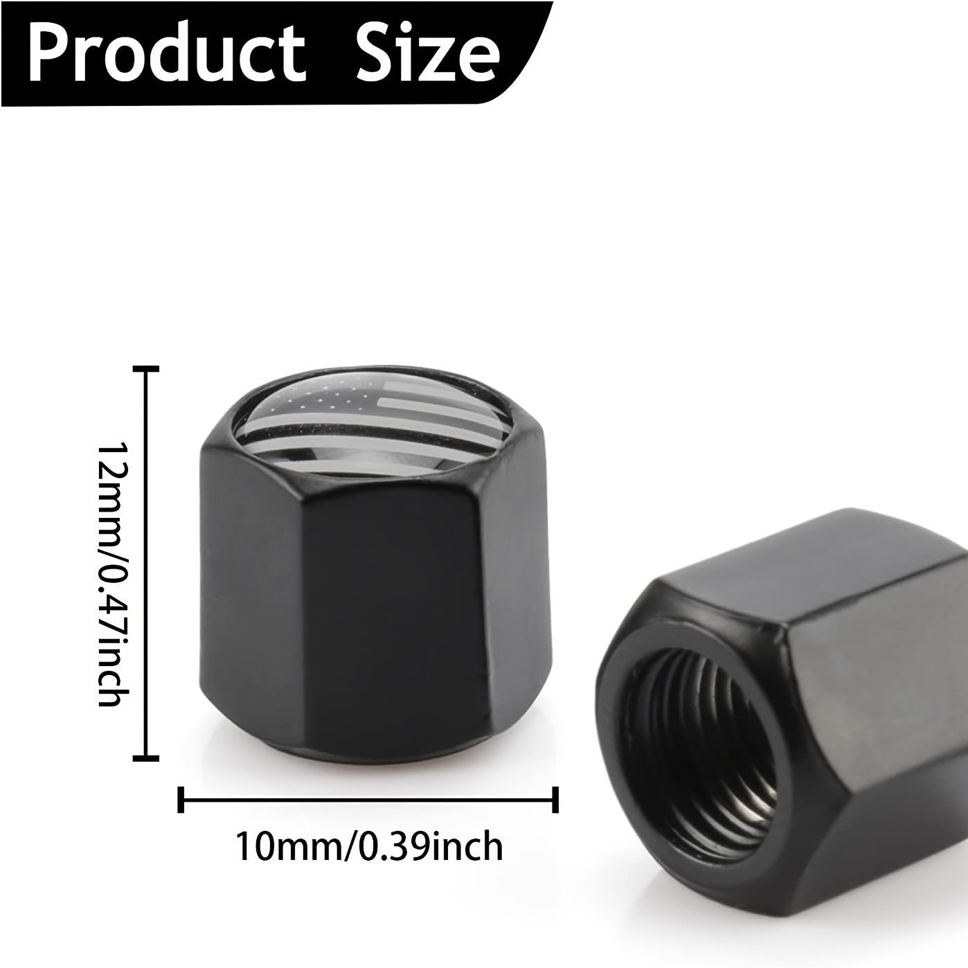 4 Pack American Flag Tire Valve Stem Caps Metal Anti-Rust for Cars Bikes Trucks