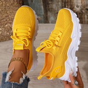 Women's White Mesh Breathable Running Shoes, Lightweight Casual Sneakers