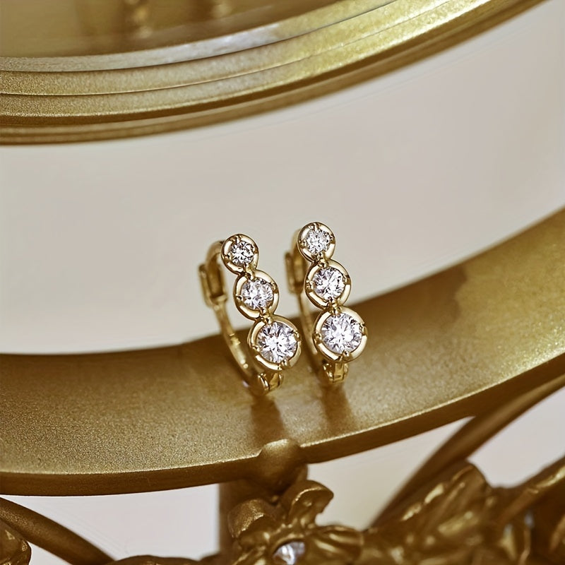 Women's Silver Earrings with Geometric Round Shapes for Engagement