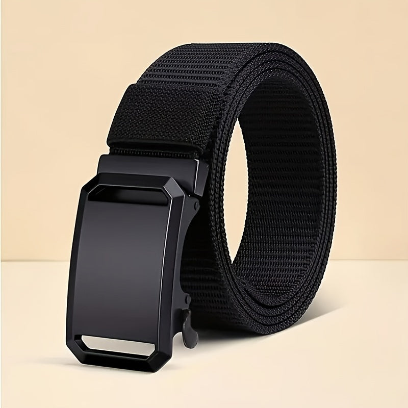 Men's Canvas Belt with Automatic Buckle for Jeans Outdoor Sports Black