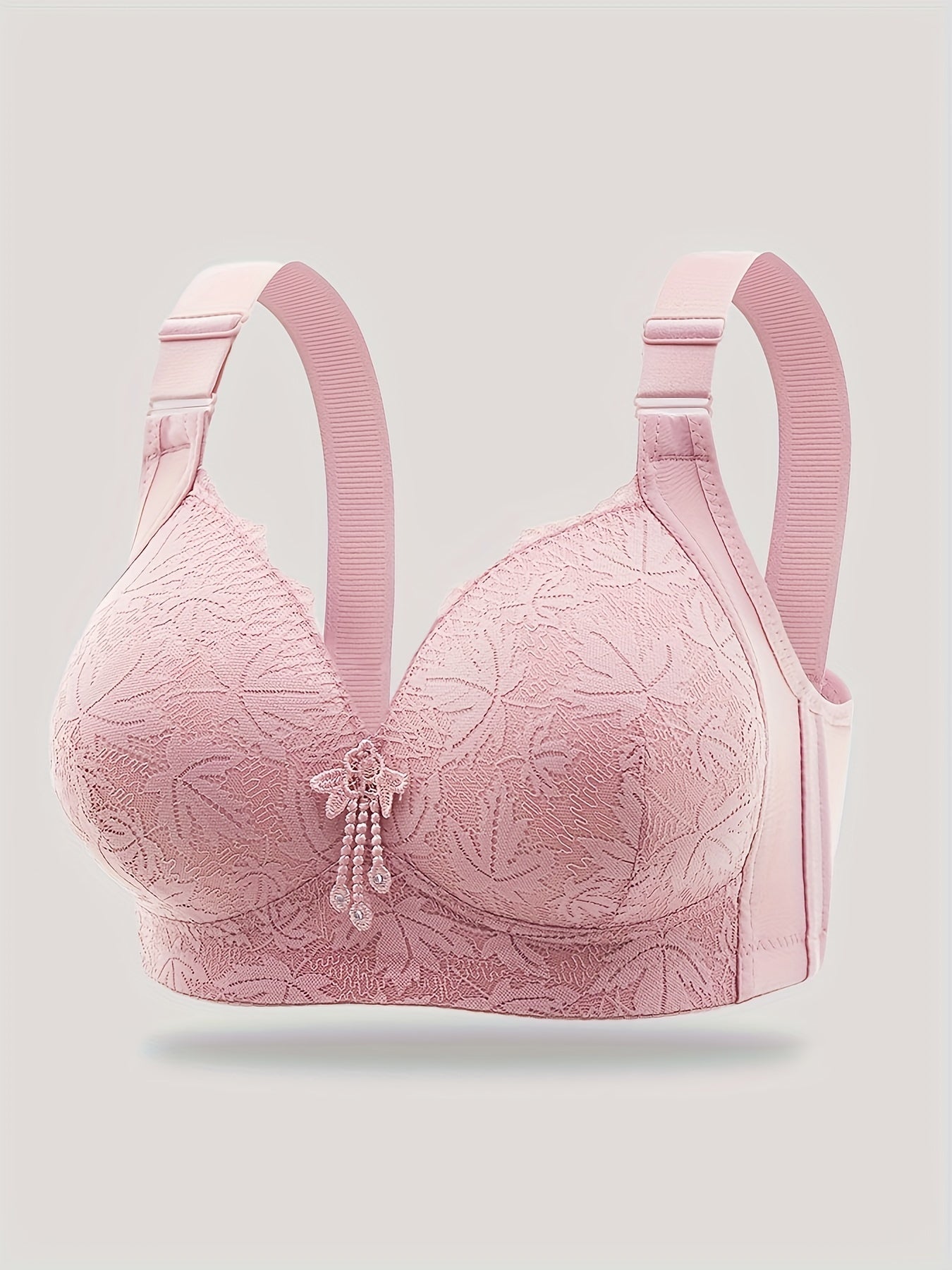 Push-Up Bras Adjustable Floral Lace V-Neck Nylon Elastane Comfortable