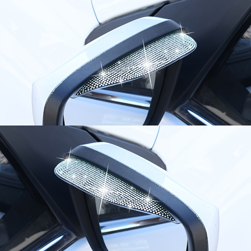 2 dona Avtomobil oynasi yomg'ir himoyachilari, aks ettiruvchi rhinestonelar bilan, yaxshilangan ko'rinish uchun