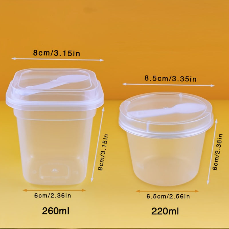 Set of 20 Reusable Plastic Dessert Cups with Lids and Spoons Leakproof BPA-Free