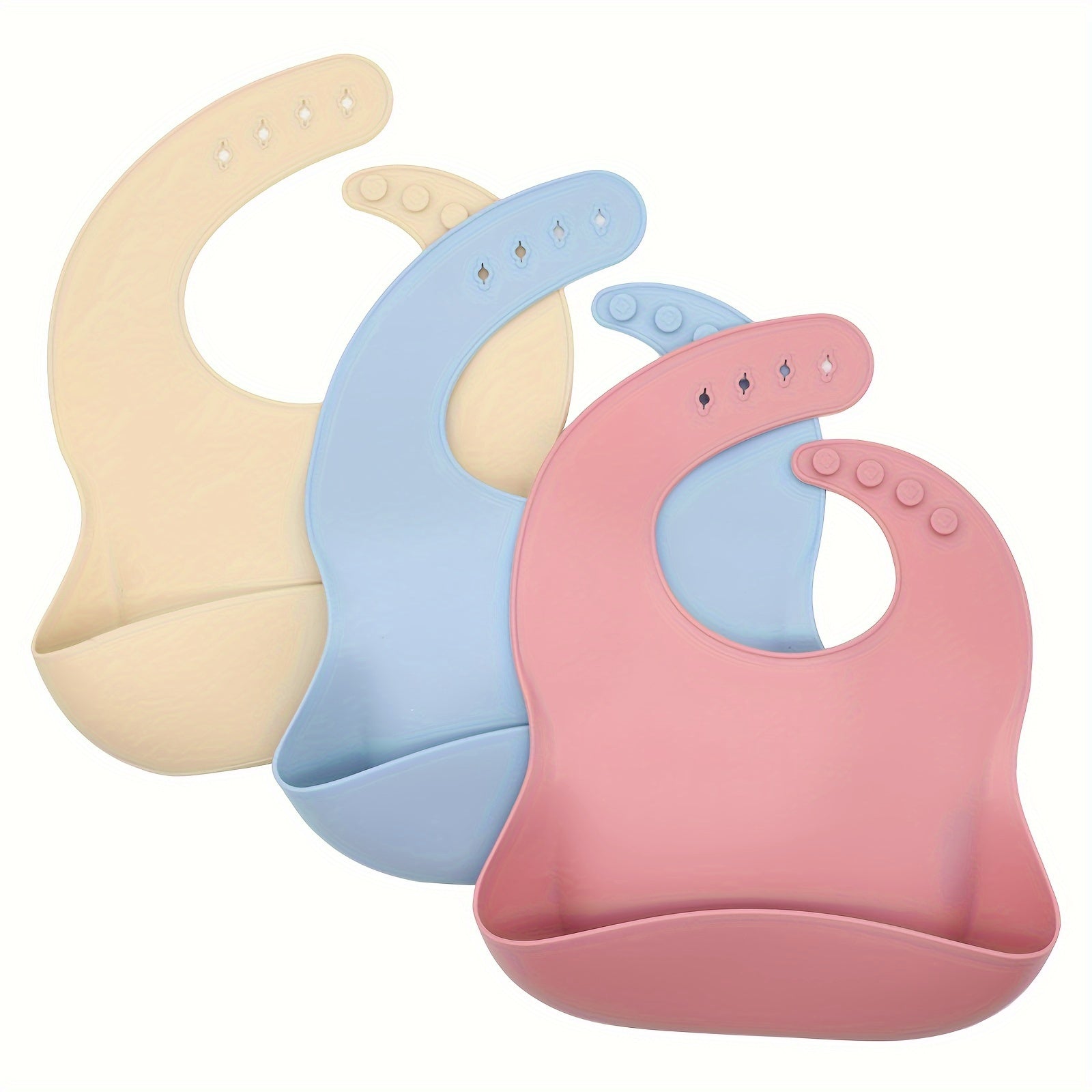 Adjustable Food Grade Silicone Feeding Bib for Babies and Toddlers with Food Catch Pocket