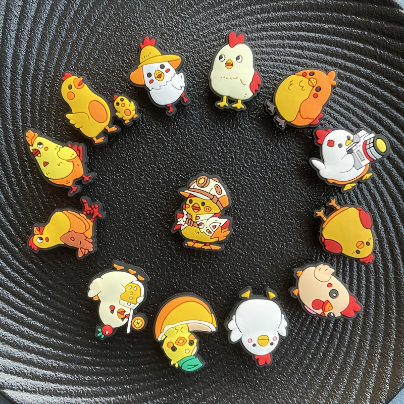 Kids Yellow Chick Shoe Decor Set PVC Detachable DIY Accessories