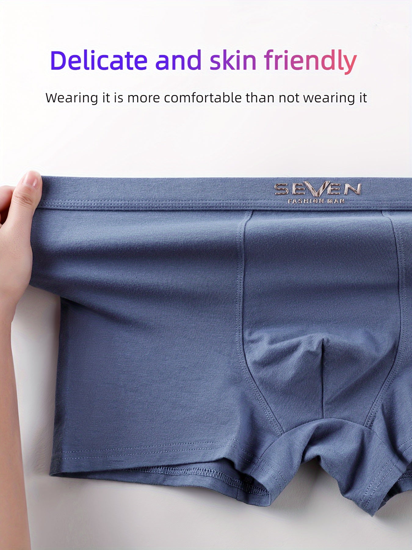 Men's Cotton Boxer Briefs 4-Pack High Stretch Knit Alphabet Design Contrast Edges