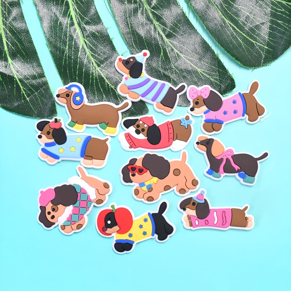 10 Pcs Plastic Dachshund Shoe Charms Dog Shoe Accessories for Sandals