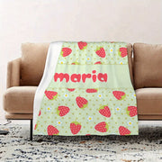 Personalized Strawberry Blanket for Girls and Women Soft Lightweight Throw for Travel and Gifts