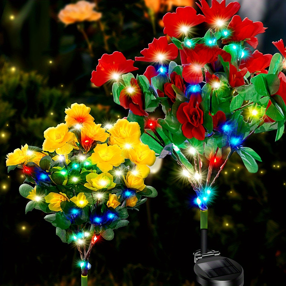 Solar Garden Lights with Magnified Hydrangea and Azalea Flowers for Outdoor Yard Lawn Path