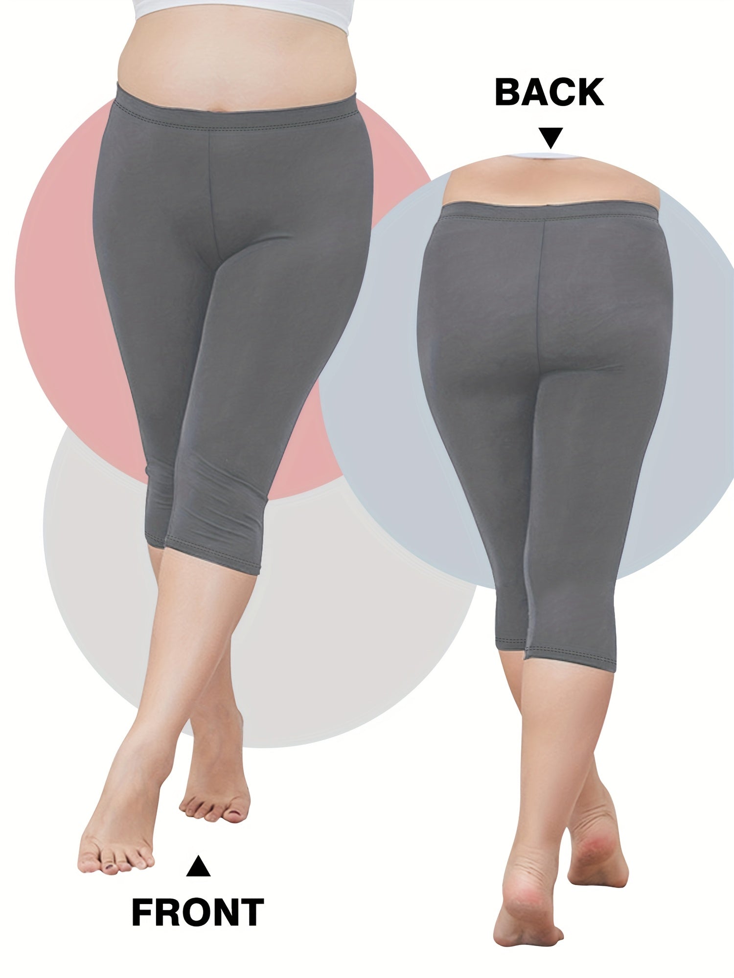 Plus Size High-Waisted Yoga Leggings Capri Tummy Control Butt Lifting