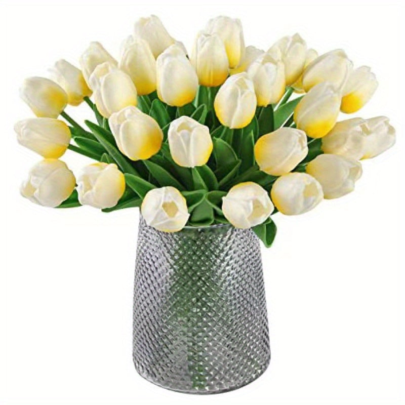 Artificial Tulips Set of 10 Real Touch Faux Flowers for Home Office Decor