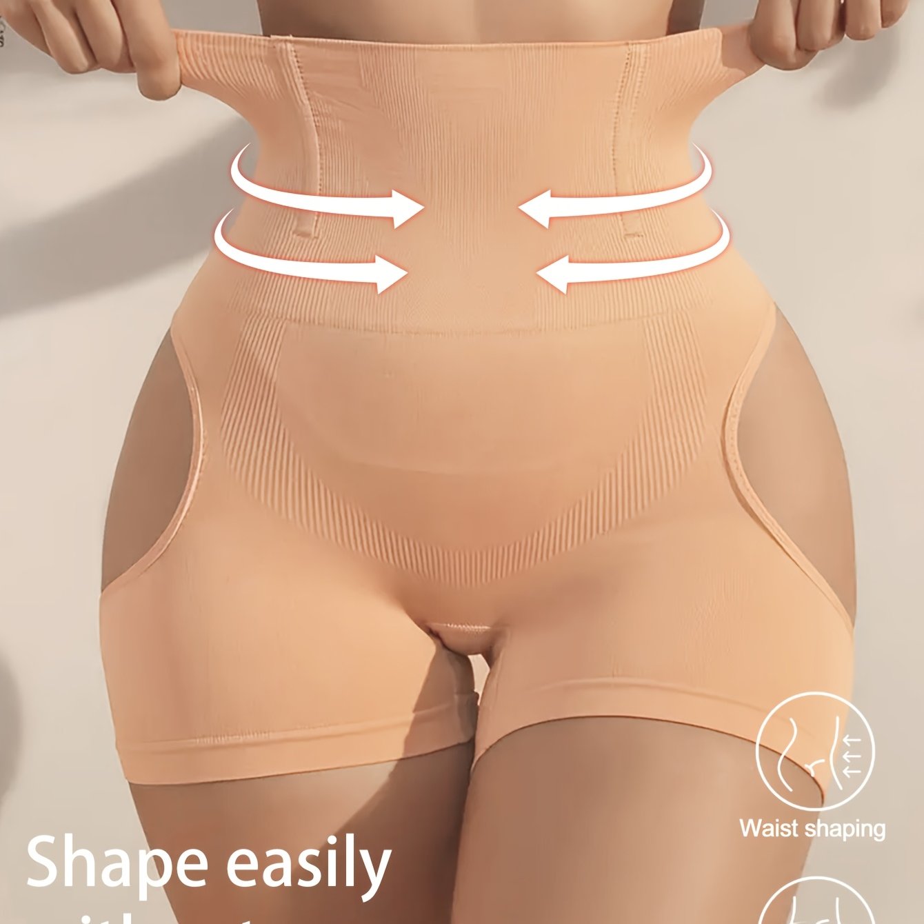 High-Waisted Shaping Shorts Breathable Comfortable Solid Color Knit Fabric