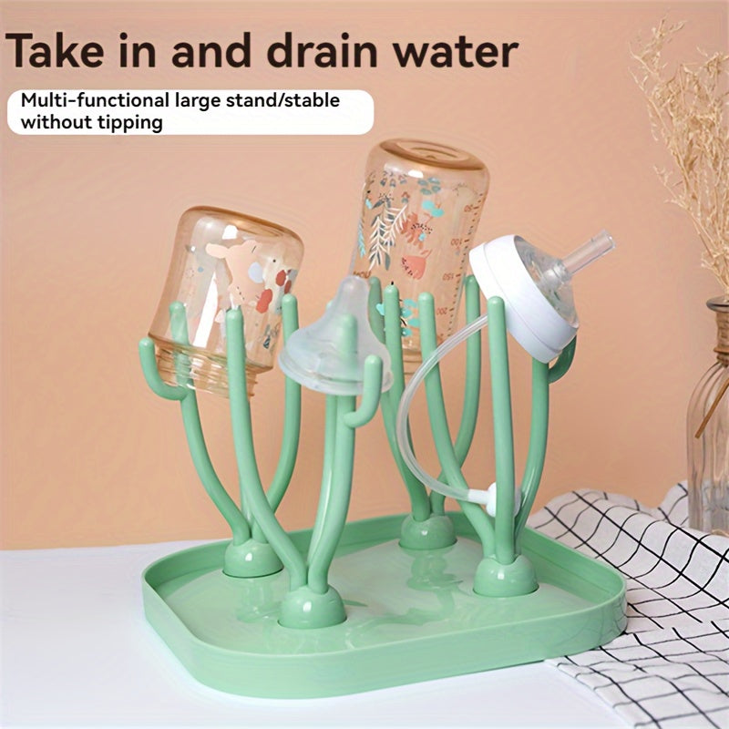 Green Portable Drying Rack with Removable Stand and Bottle Holder
