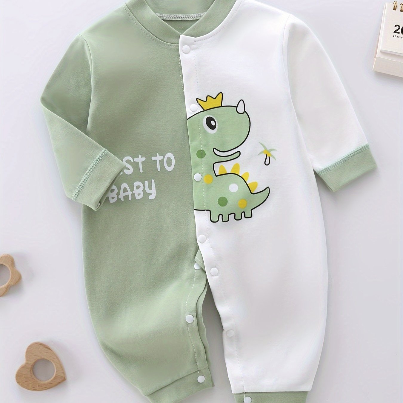 Baby Romper for 0-3 Years Old Cotton Dinosaur Cartoon Color Block Spring Fall Outdoor