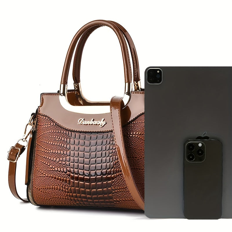 Крокодиловая сумка-барсетка с земляным желтым узором, водонепроницаемый замок-молния, регулируемый ремень