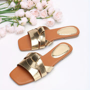 Women Summer Flat Sandals Open-Toe Casual Beach Shoes Cross Strap