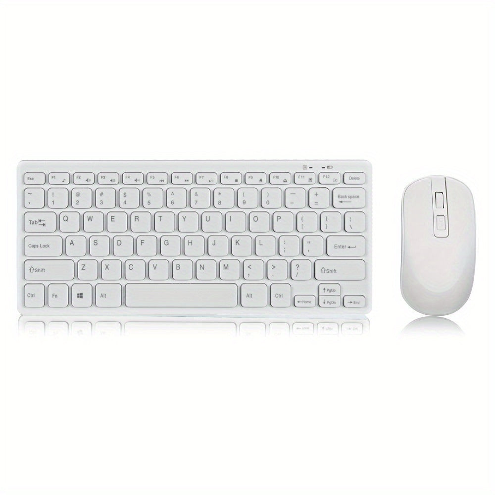 Ergonomic Wireless Keyboard and Mouse Set 2.4GHz Optical Slim ABS Battery-Free for PC
