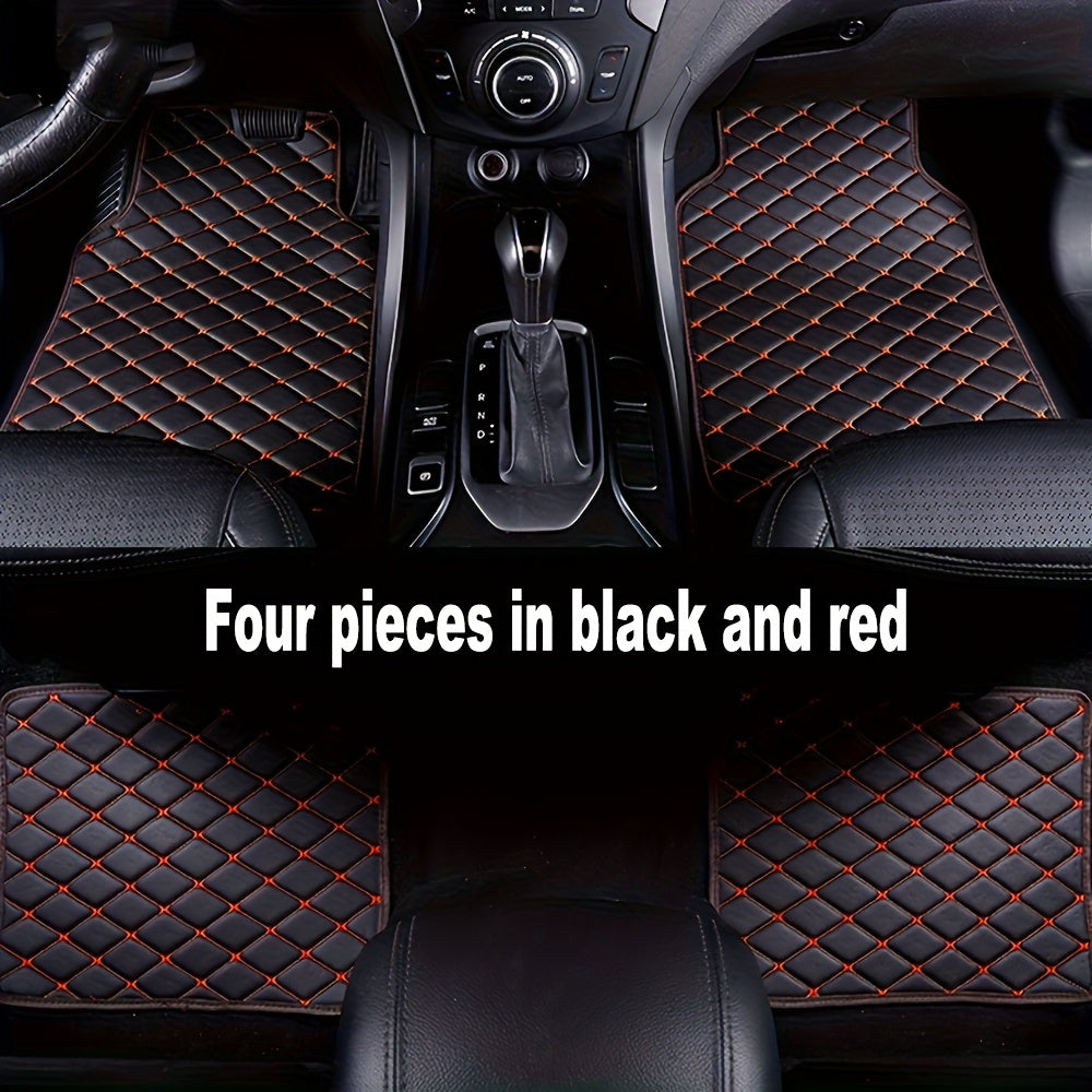 Car Foot Mats 4-Piece Set Faux Leather Non-Slip Universal Front and Full