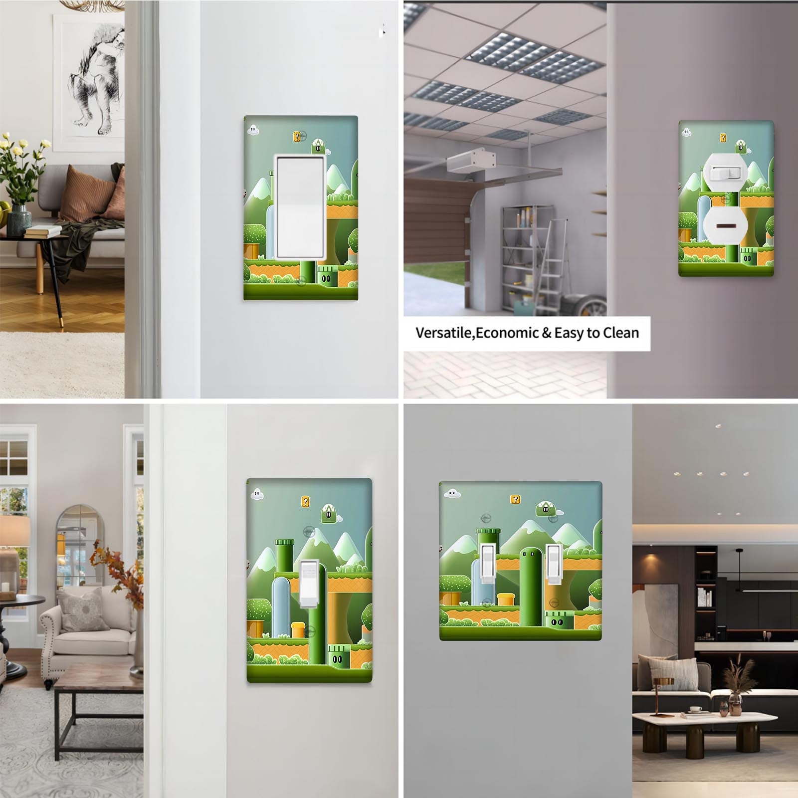 Cubierta de interruptor de luz de dibujos animados para decoración de cocina y baño Pack de uno