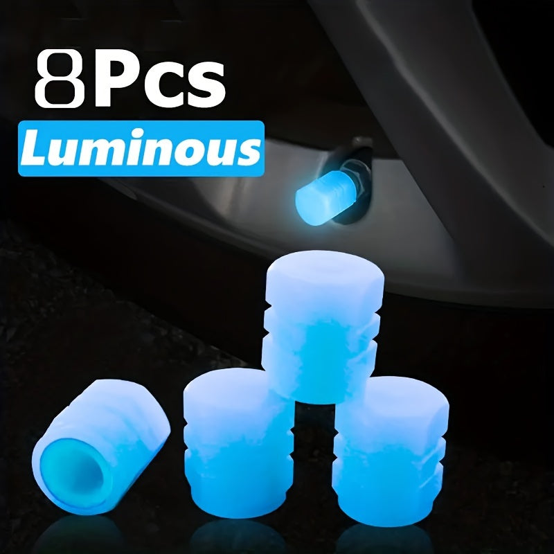 Universal Fluorescent Valve Stem Cap Set 4/8/12 Pcs Car Luminous Caps